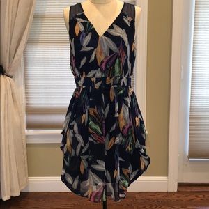 P.Luca Milano Feather Print Side Cowl Dress
